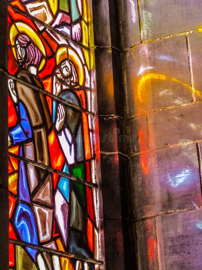 Light refections of a stained glass window