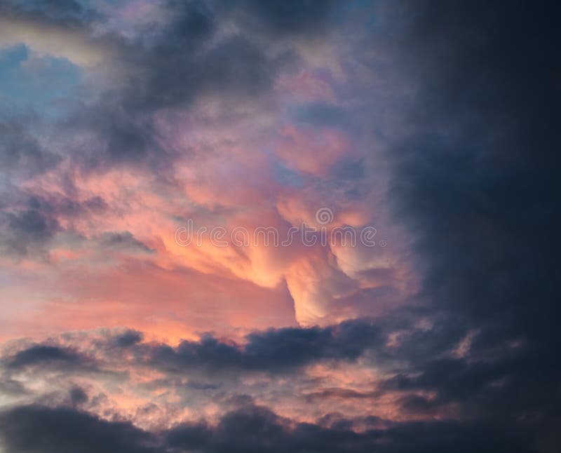 Picture Of A Stormy Cloudscape At Purple Sunset Stock Photo Image Of