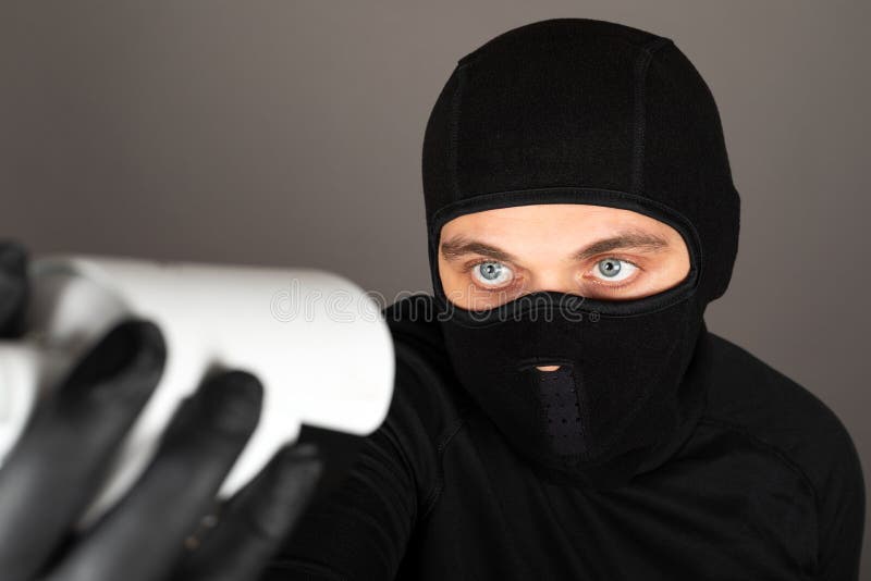 Thief Turning Off Surveillance Camera Stock Image - Image of mask ...
