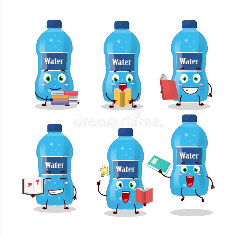 A Picture of Water Bottle Cartoon Character Concept Reading an Amusing