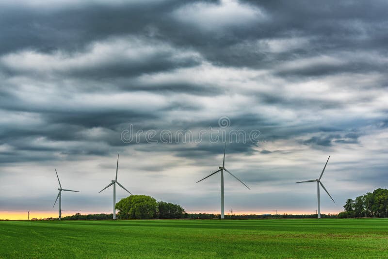 Picture of wind farm generators in the green field. Texas wind energy turbines stock images, royalty-free photos and pictures