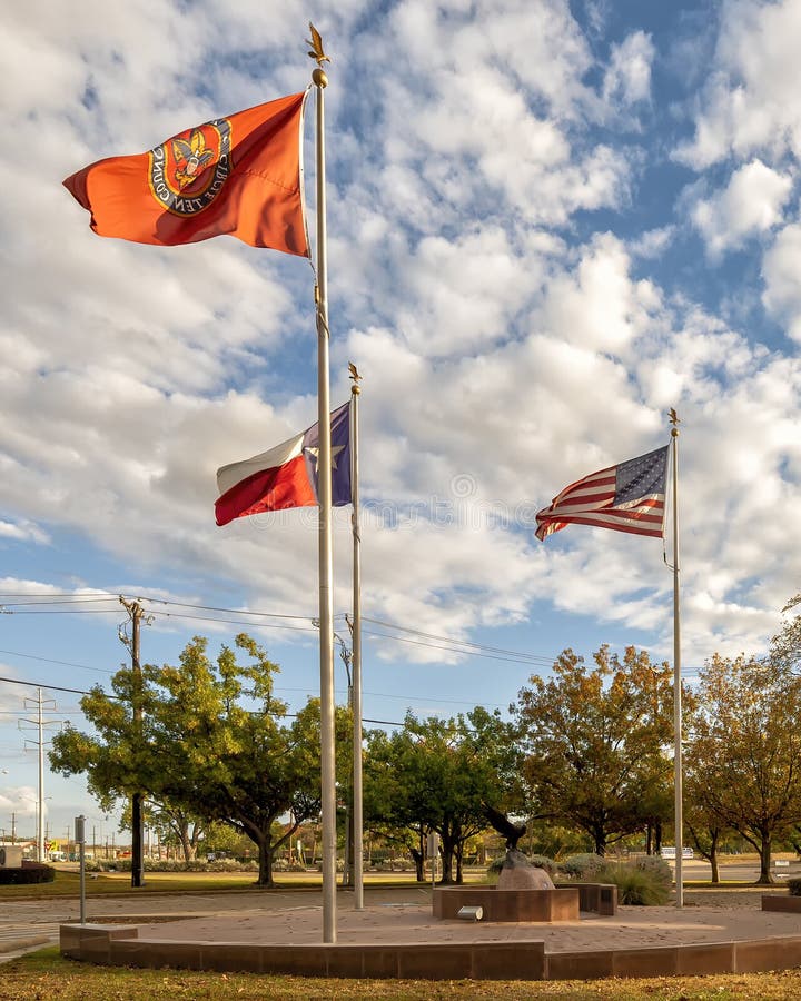 Flags Flying at Eagle Plaza Outside the John D. Murchison Scouting