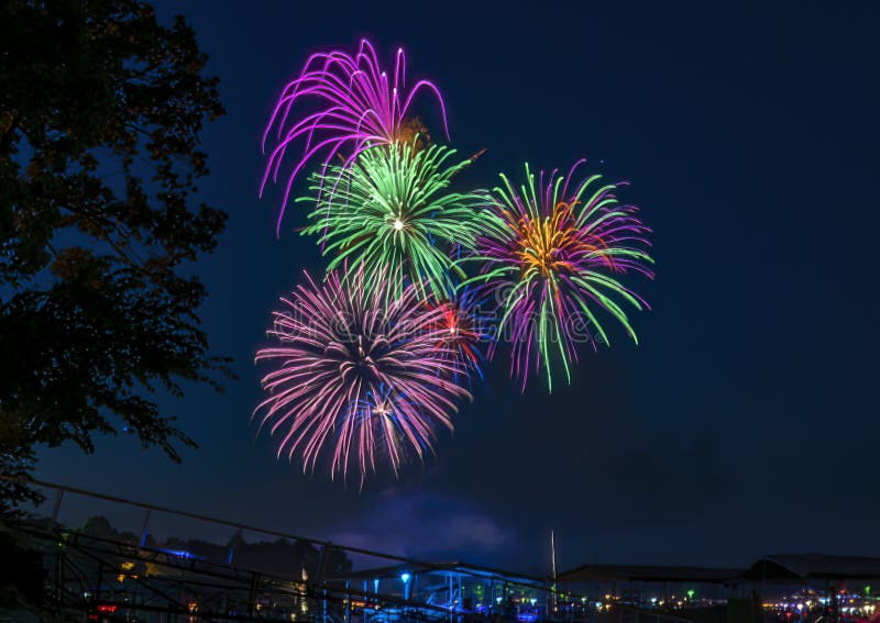 July 4th, 2022, Duck Creek Fireworks Display on Grand Lake, Oklahoma. Stock Image Image of