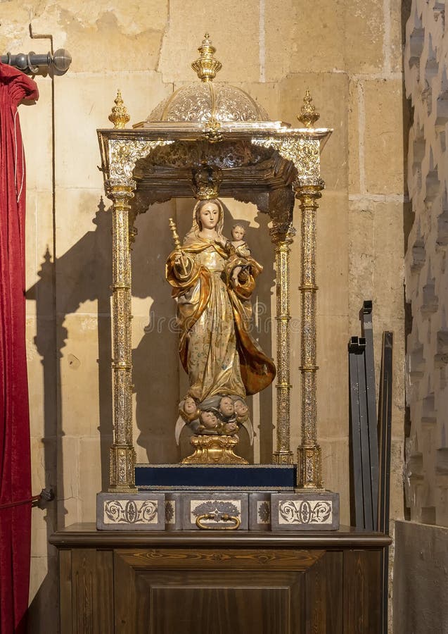 Statue of Madonna and Child in the Cordoba Cathedral in the Spanish region of Andalusia, Spain.