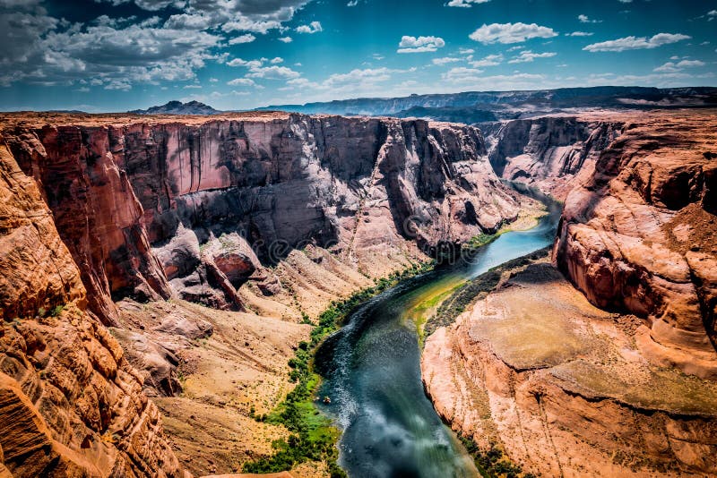 Picturesque bend of the Colorado River. Sighting place on the edge of the cliff, near the town of Page, Arizona