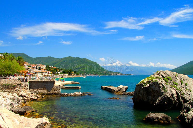 The Picturesque City Of Herceg Novi On The Shore Of The Kotor Bay In The Mountains Of Montenegro Stock Photo Image Of Ocean Rocks 130715866