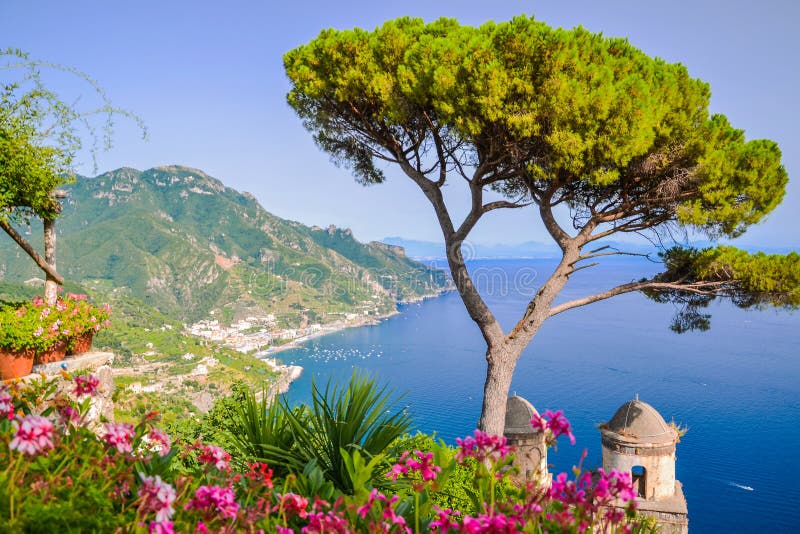 Picturesque landscape from Villa Rufolo in Ravello, Italy.