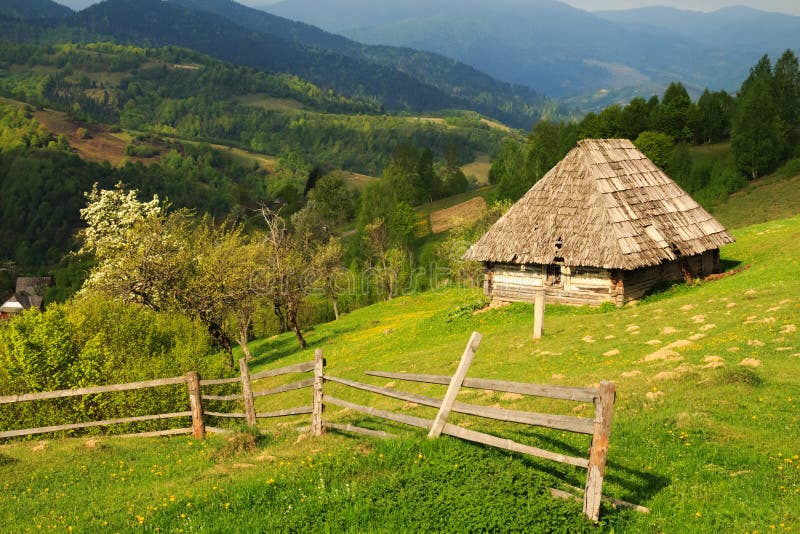 The Picturesque Little Farm in the Carpathian Mountains, Mizhhiria ...