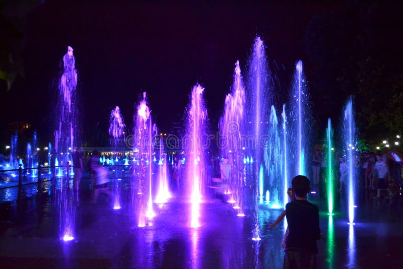 Picturesque night fountains,Plovdiv