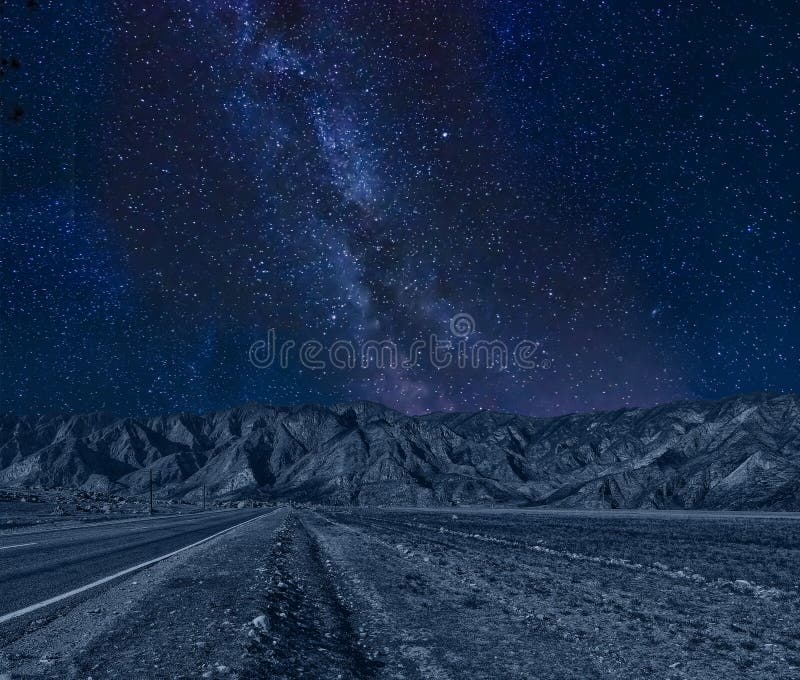 Picturesque night mountains landscape with Milky Way on starry s royalty free stock images Picturesque night mountains landscape with Milky Way on starry s royalty free stock images