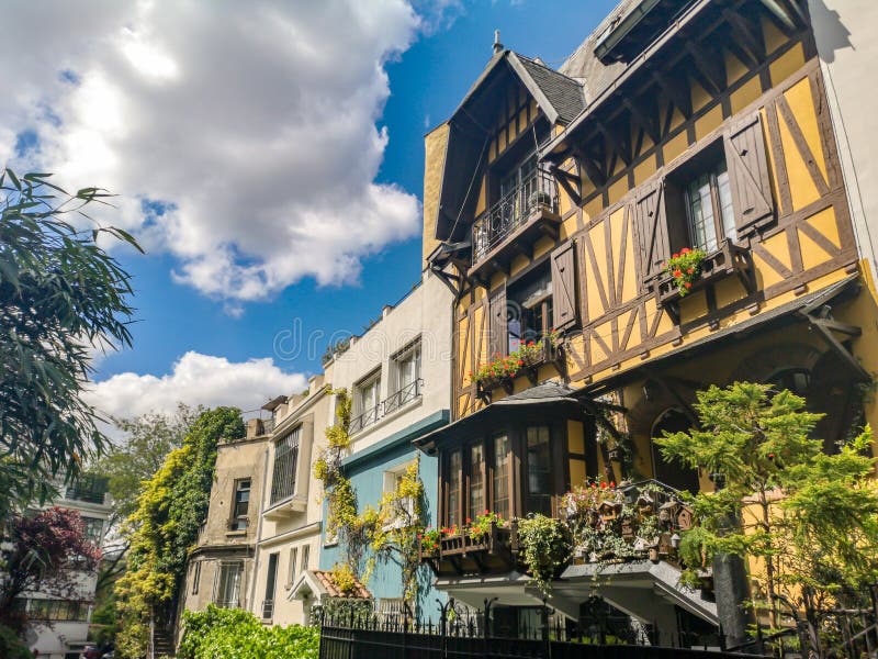 Picturesque small street of Villa Montsouris in Paris France stock photo Picturesque small street of Villa Montsouris in Paris France stock photo