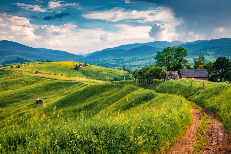 Picturesque Summer Scene of Stebnyi Village, Transcarpathian Region ...