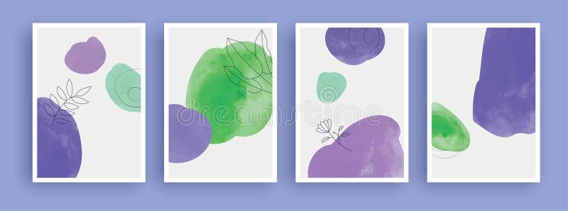Pictură abstractă cu colorant acustic în fundal pastel colorant. elemente geometrice minimaliste și linii trase manual. medie royalty free illustration