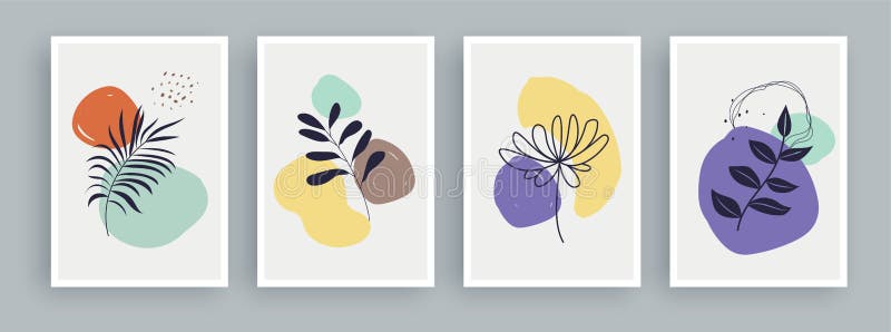 Pictură abstractă cu culori pastel. elemente geometrice minimaliste și linii trase manual. Scandinavia din secolul al XIX-lea royalty free illustration