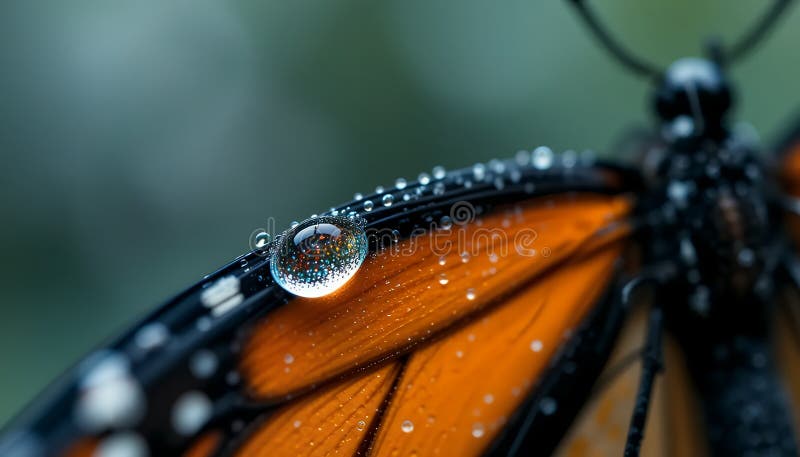 Picături de apă pe macrofotografie Butterfly Wing royalty free illustration