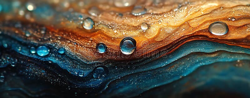 Picăturile de apă abstracte pe suprafețe colorate creează un efect vizual fascinant stock illustration