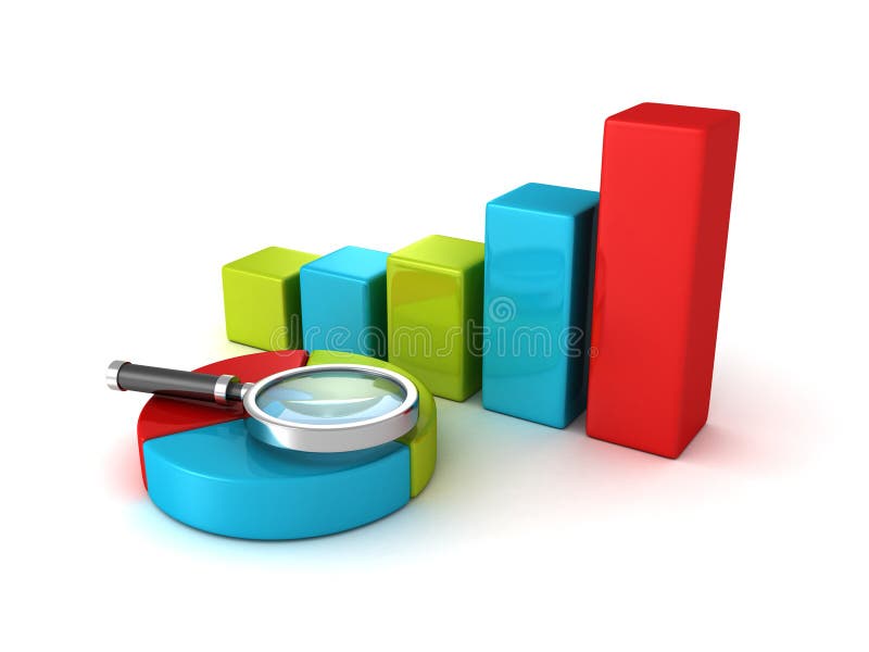 Pie Bar Chart Diagrams Magnifier Glass Stock Illustrations 7 Pie Bar