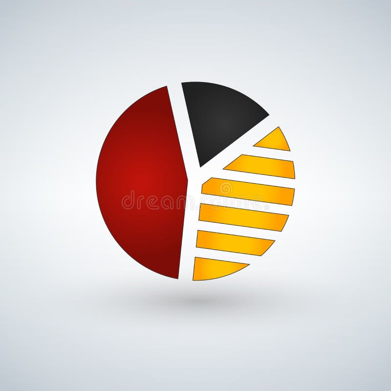 Pie Chart Icon in trendy flat style on light background. Red yellow and black colors. Graph symbol for your web site desi vector illustration