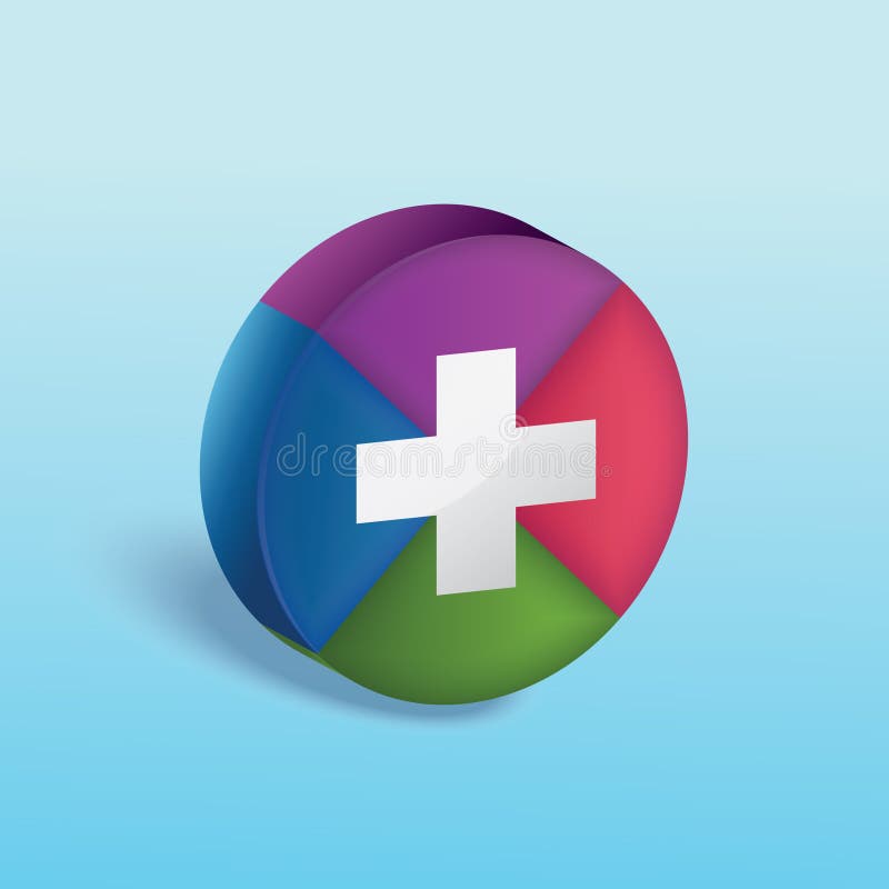 Pie Chart with Plus Sign. Vector Illustration Decorative Design Stock Chart Plus Sign In