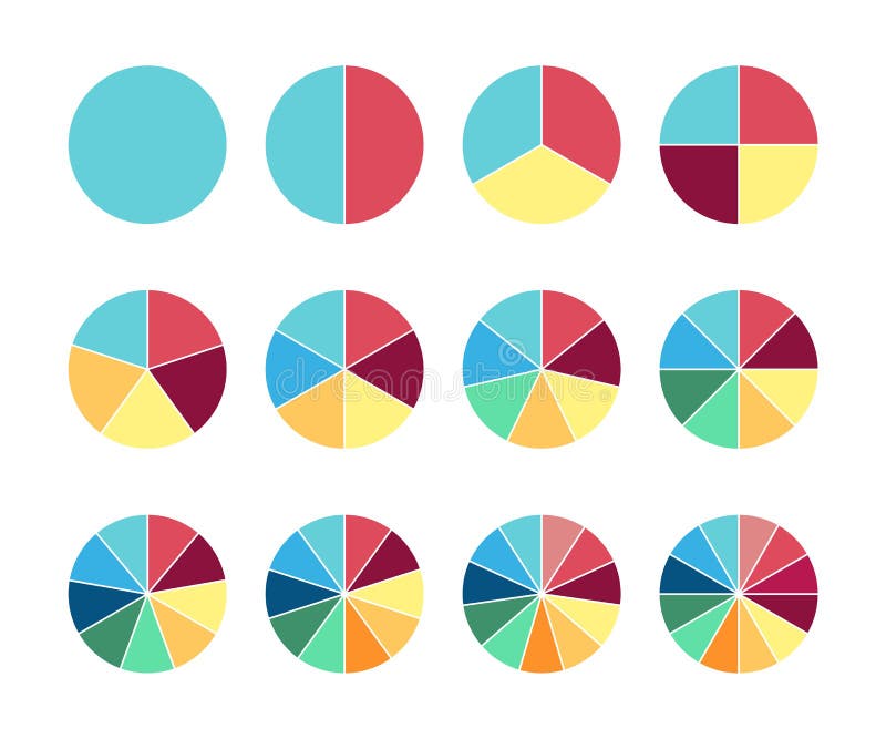 Pie circle chart. 12 section. Vector circle graph for infographic.