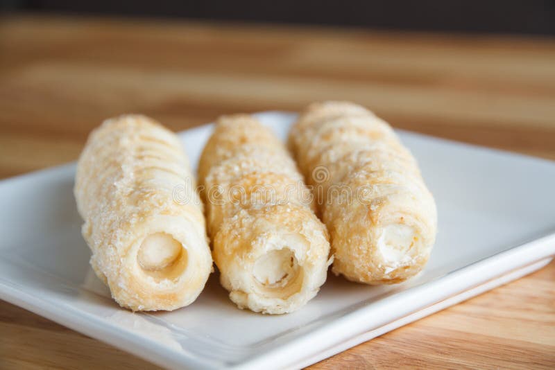 Pie crispy cream stock photo