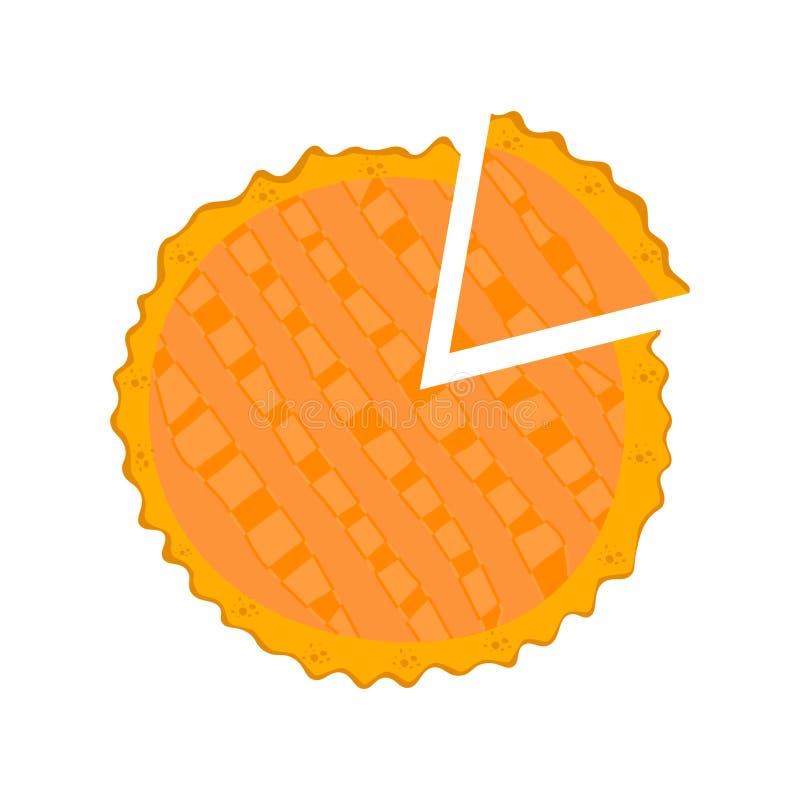 Pie Cut. Top View. Round Pie with a Piece. Vector Illustration Stock