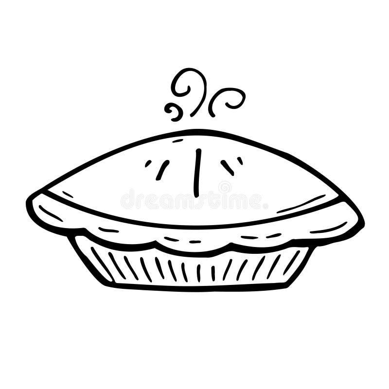 Pie Hand Drawn Vector Doodle Illustration. Cartoon Pie. Isolated on ...