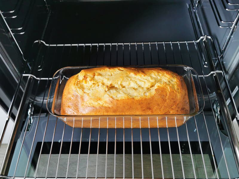 Pie in a Rectangular Glass Form for Baking in the Oven. Stock Photo