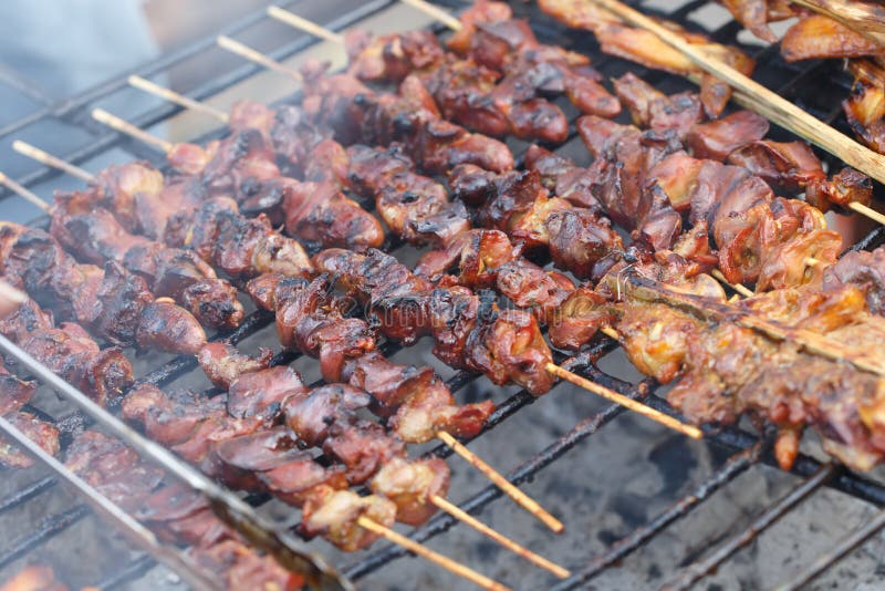 Piec na grillu wątrobowy zbliżenie szczegółu jedzenie obraz stock