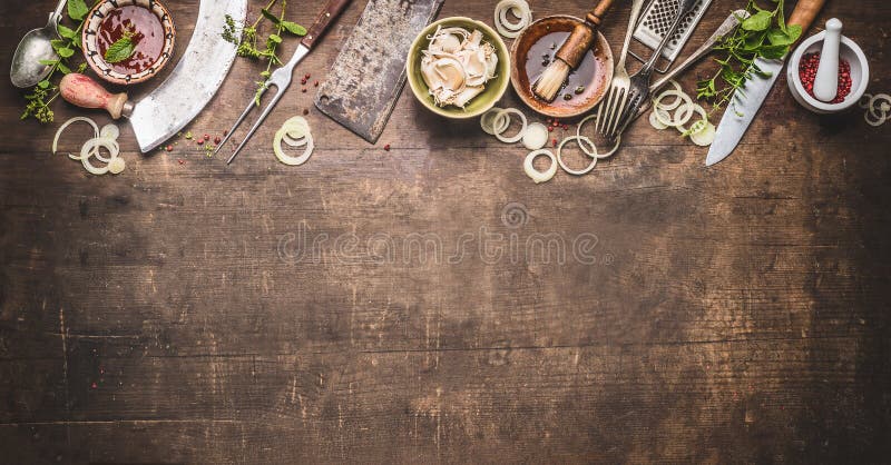 Piec na grillu, Zarzyna i Cleaver, noża i ziele mezzaluna
