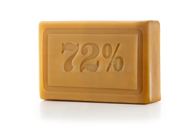 Piece of Brown Laundry Soap on a White Background. Full Depth of Field