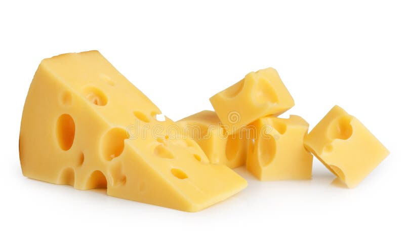 Pezzo di formaggio isolato su sfondo bianco.
