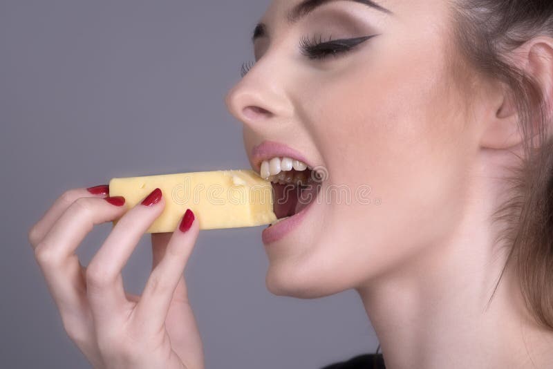 Piece of Cheese and Woman`s Open Mouth Stock Image Image of open, mouth 88331617