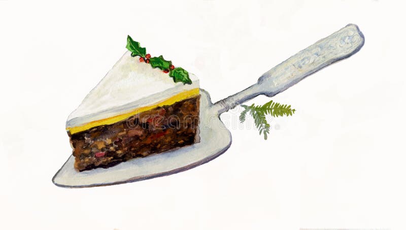 Piece of Christmas Cake on a Cake Slice.