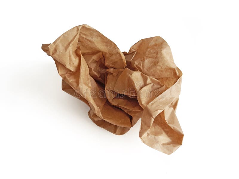 Piece of Crumpled Brown Packing Paper on White Background. Aerial View of  Isolated Kraft Paper Sheet. Protection and Packaging Stock Image - Image of  grunge, crease: 228031273