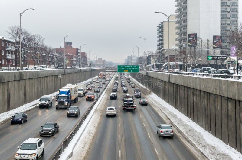 The piece of the Decarie highway in Montreal Island royalty free stock photography The piece of the Decarie highway in Montreal Island royalty free stock photography