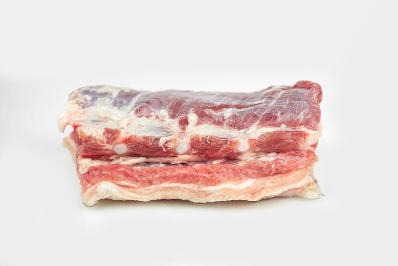 Piece of Fat Pork Ribs, Raw Meat, Isolated on White Stock Image Image