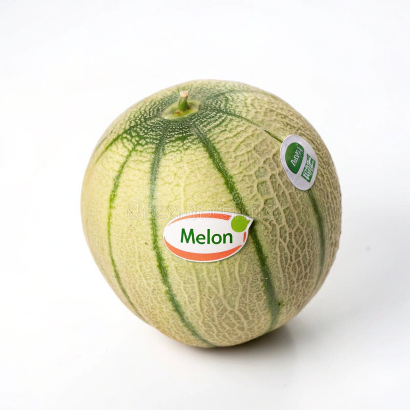 Piece of fruit labeled melon stock illustration