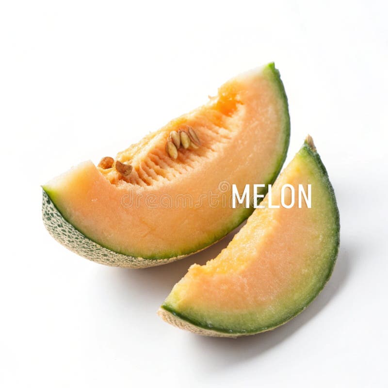 A piece of fruit labeled \'melon\' royalty free illustration