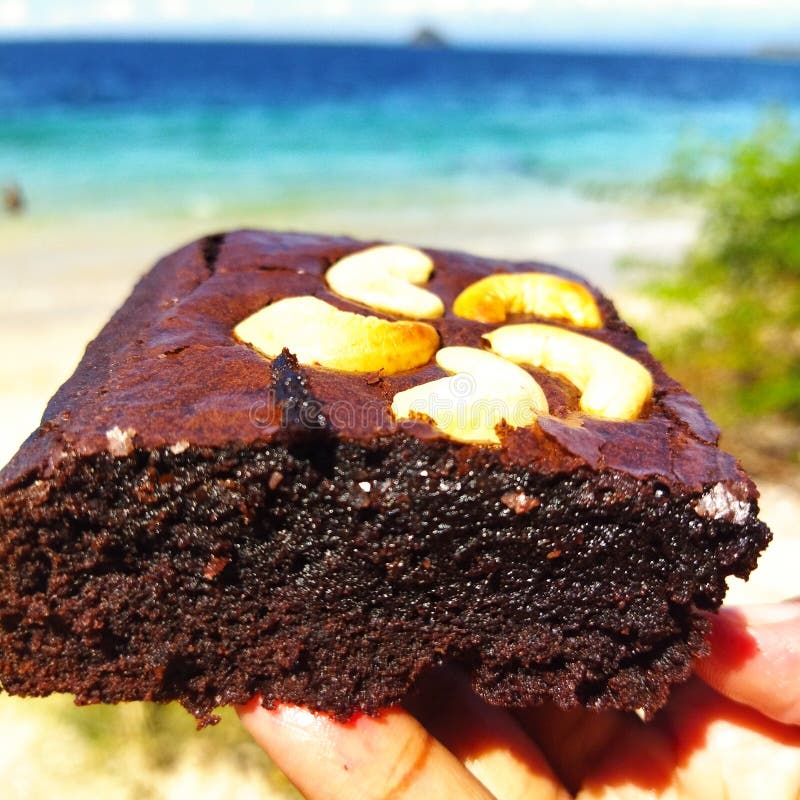 A Piece of Fudge Brownies in the Beach Stock Photo Image of fudge
