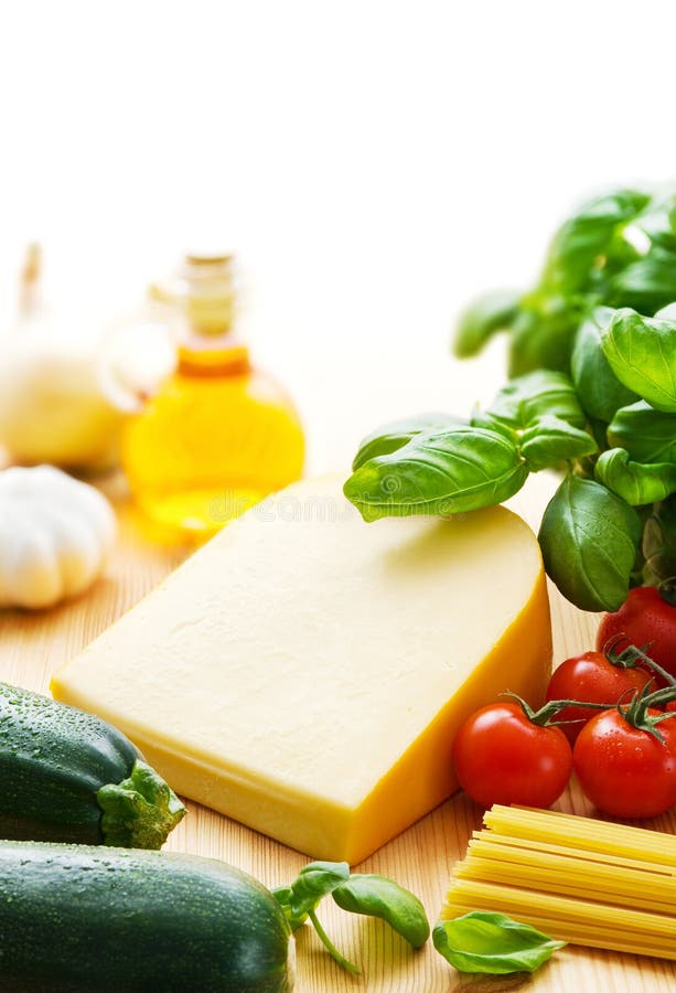 Cheese and pasta ingredients