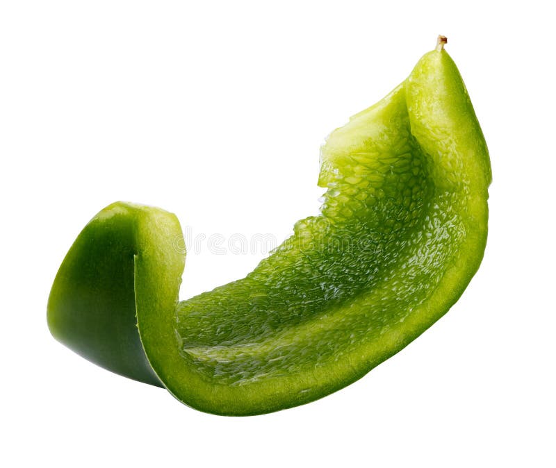 A piece of green pepper on white background