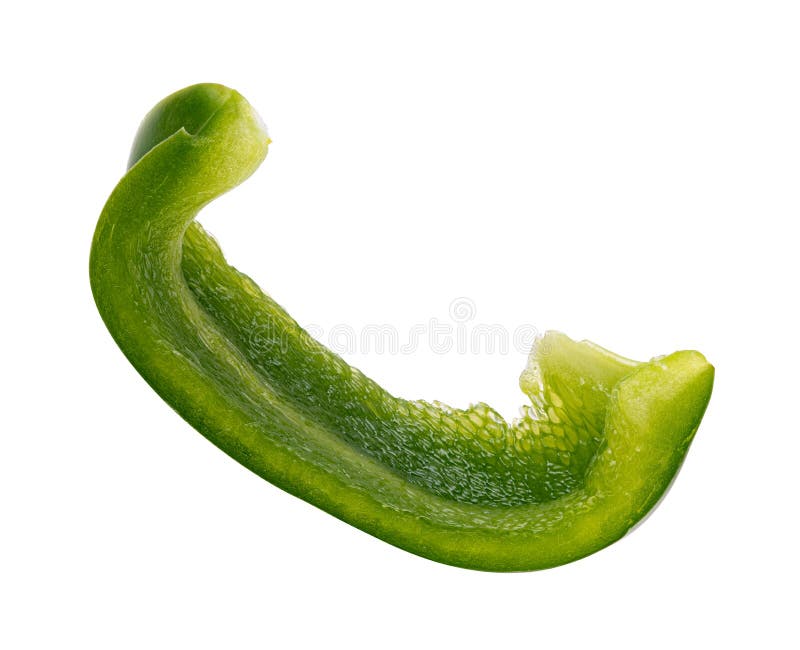 A piece of green pepper on white background