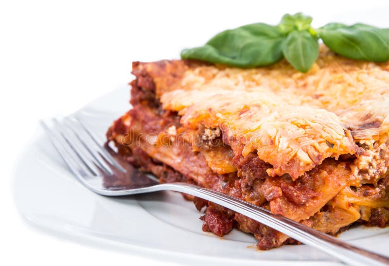 Piece of Lasagne Isolated on White Stock Photo - Image of cuisine ...
