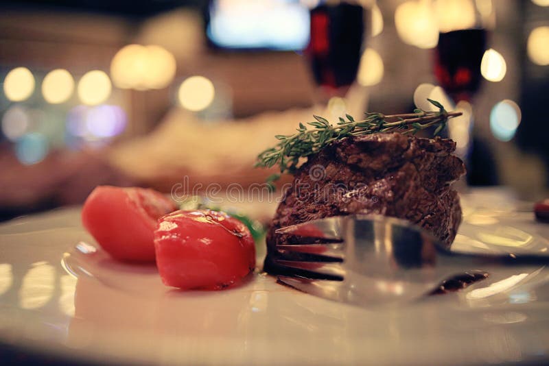 Piece of Meat in Restaurant Stock Photo Image of grill, juicy 66156630