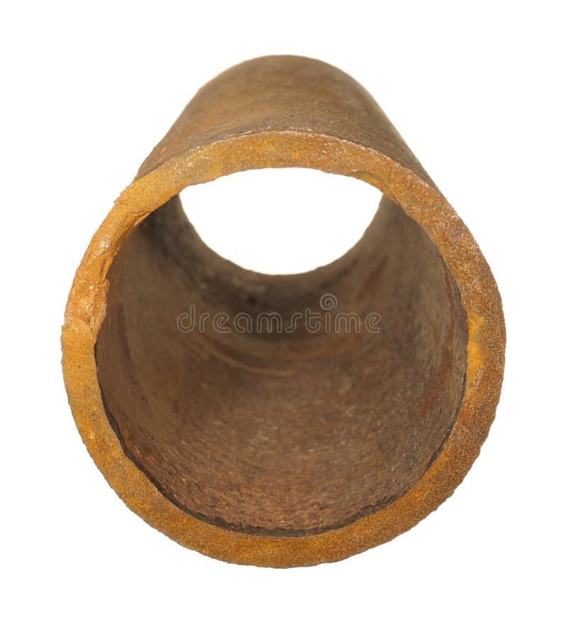 Piece of old rusty iron pipes isolated on white background.