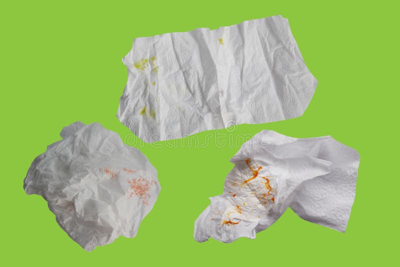 Piece Paper Tissue White, Isolated On Green Background With Clip Stock