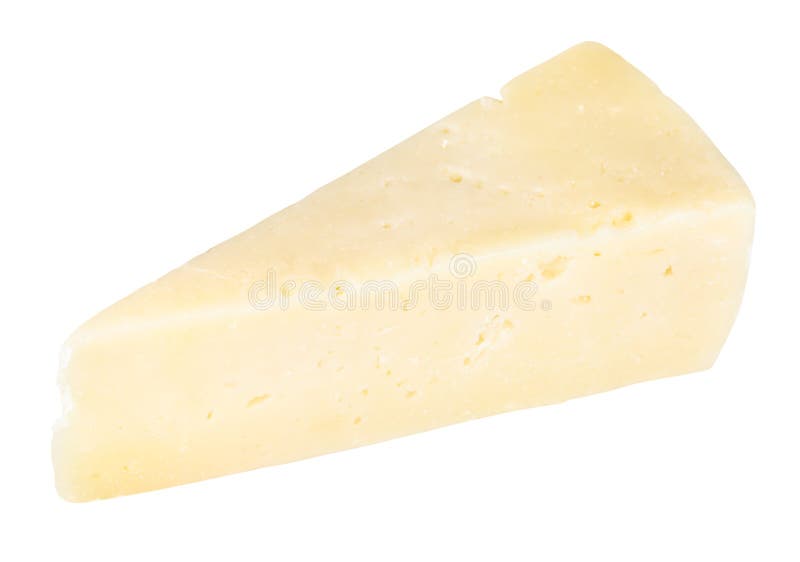 Piece of Pecorino Romano sheep cheese isolated