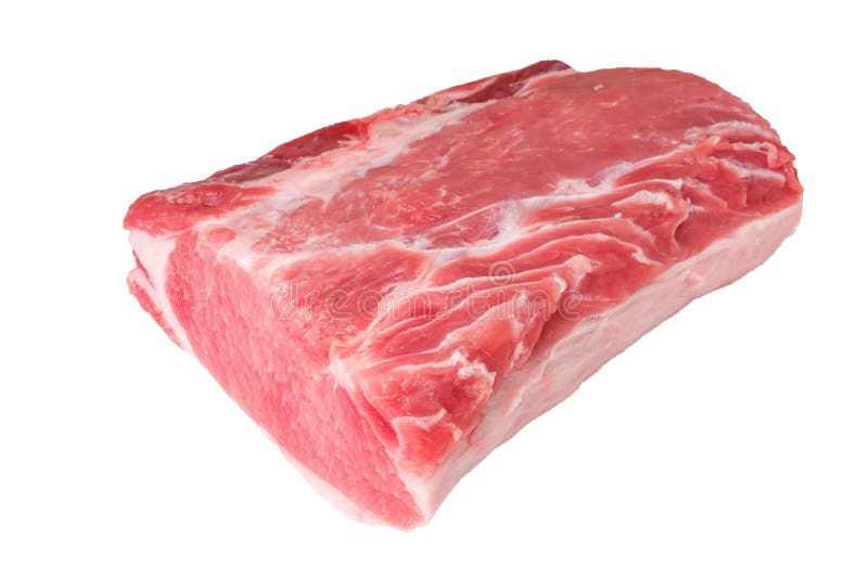 Piece of Pork Loin or Pork Chop Isolated on White Background Stock