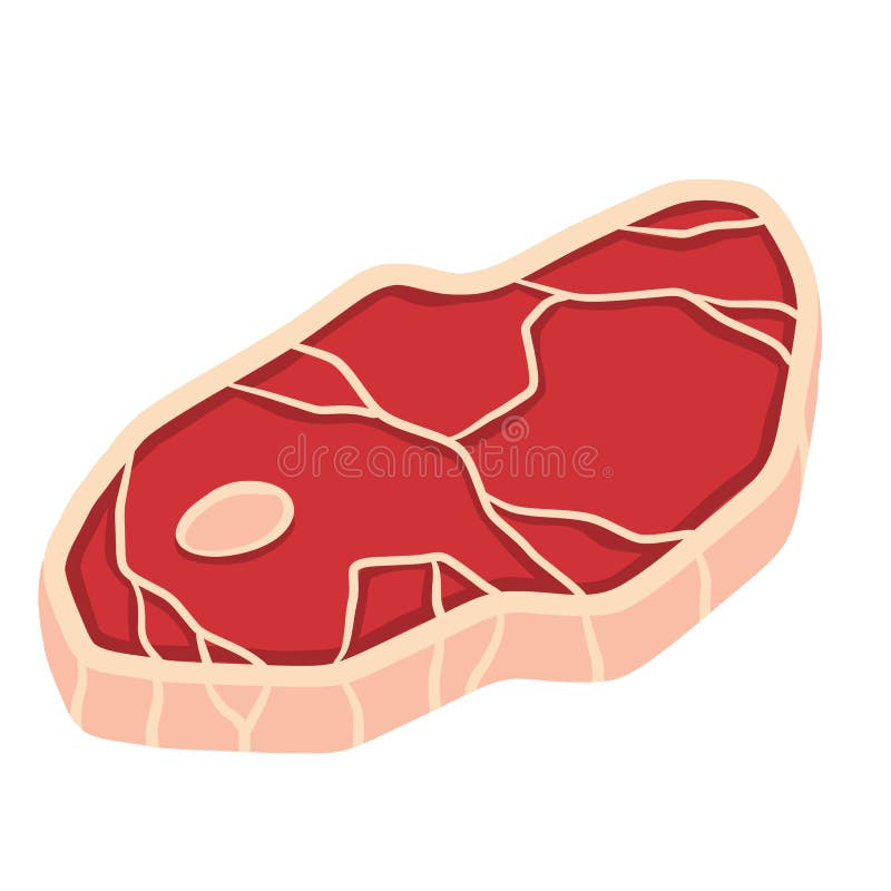 Piece of Raw Meat. Fresh Red Food with Streaks and Fat Stock Vector ...